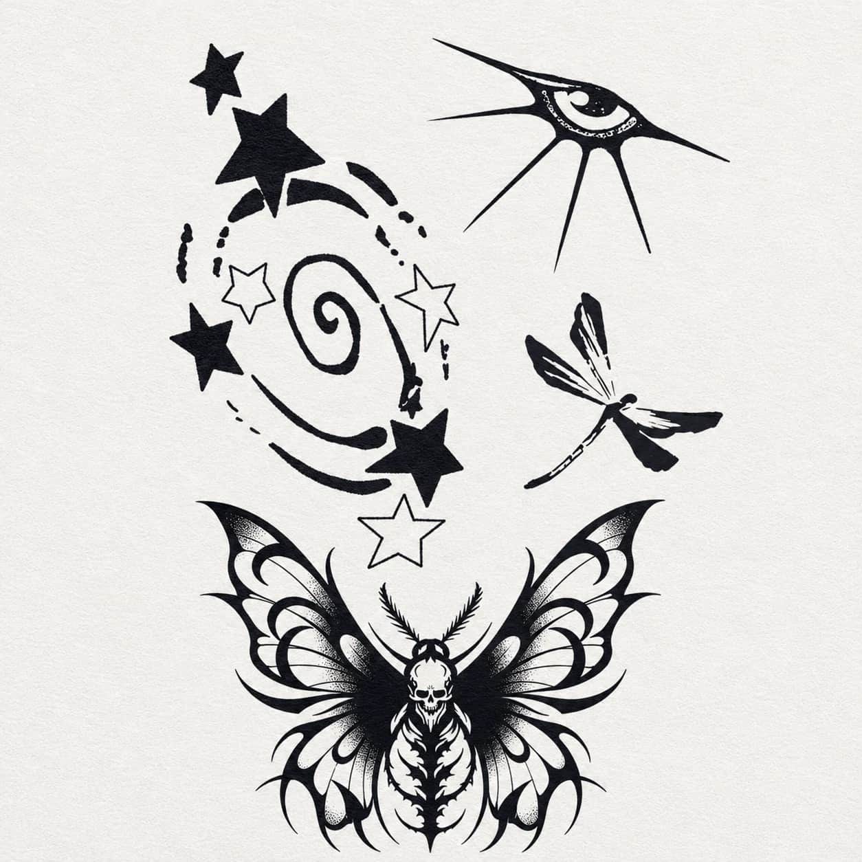 Star Moth Symbol Tattoo Set cover image
