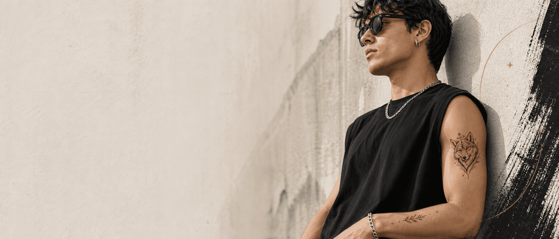 Veyra Ink streetwear editorial hero with temporary tattoos