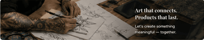Tattoo artist drawing original flash artwork