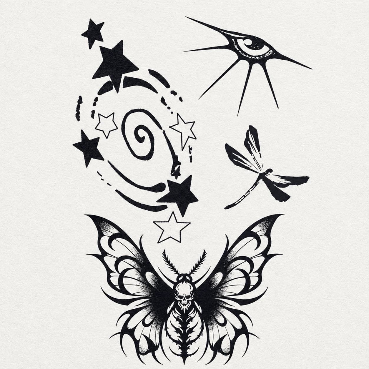 Star Moth Symbol Tattoo Set cover image