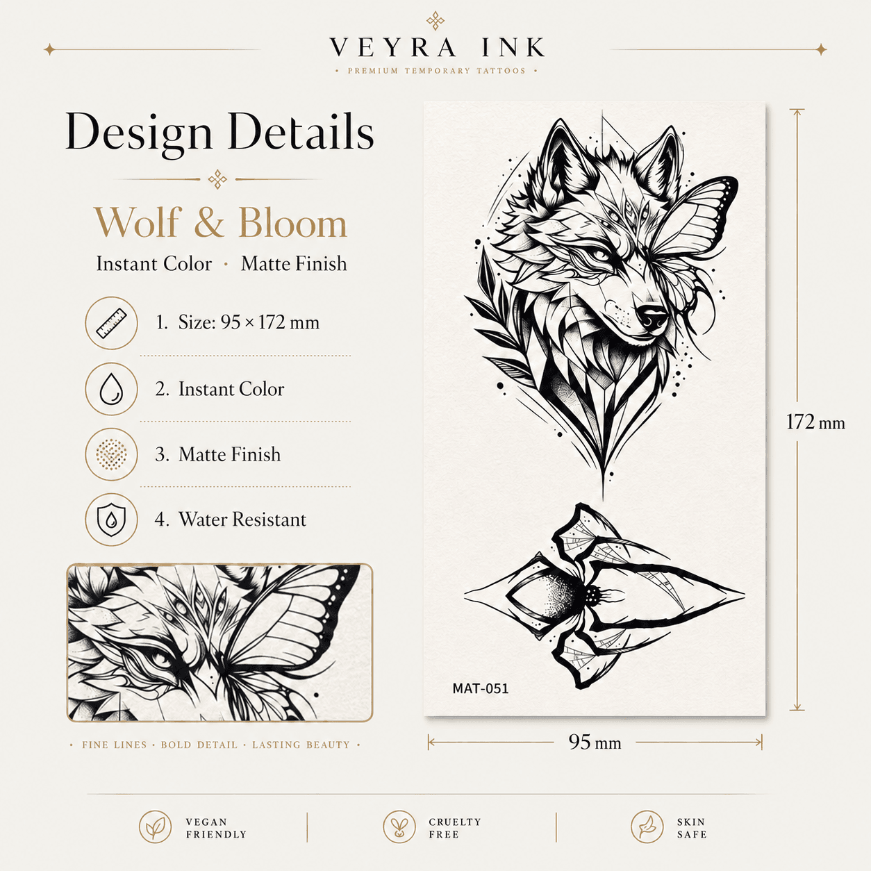 Wolf & Bloom Temporary Tattoo Set product image