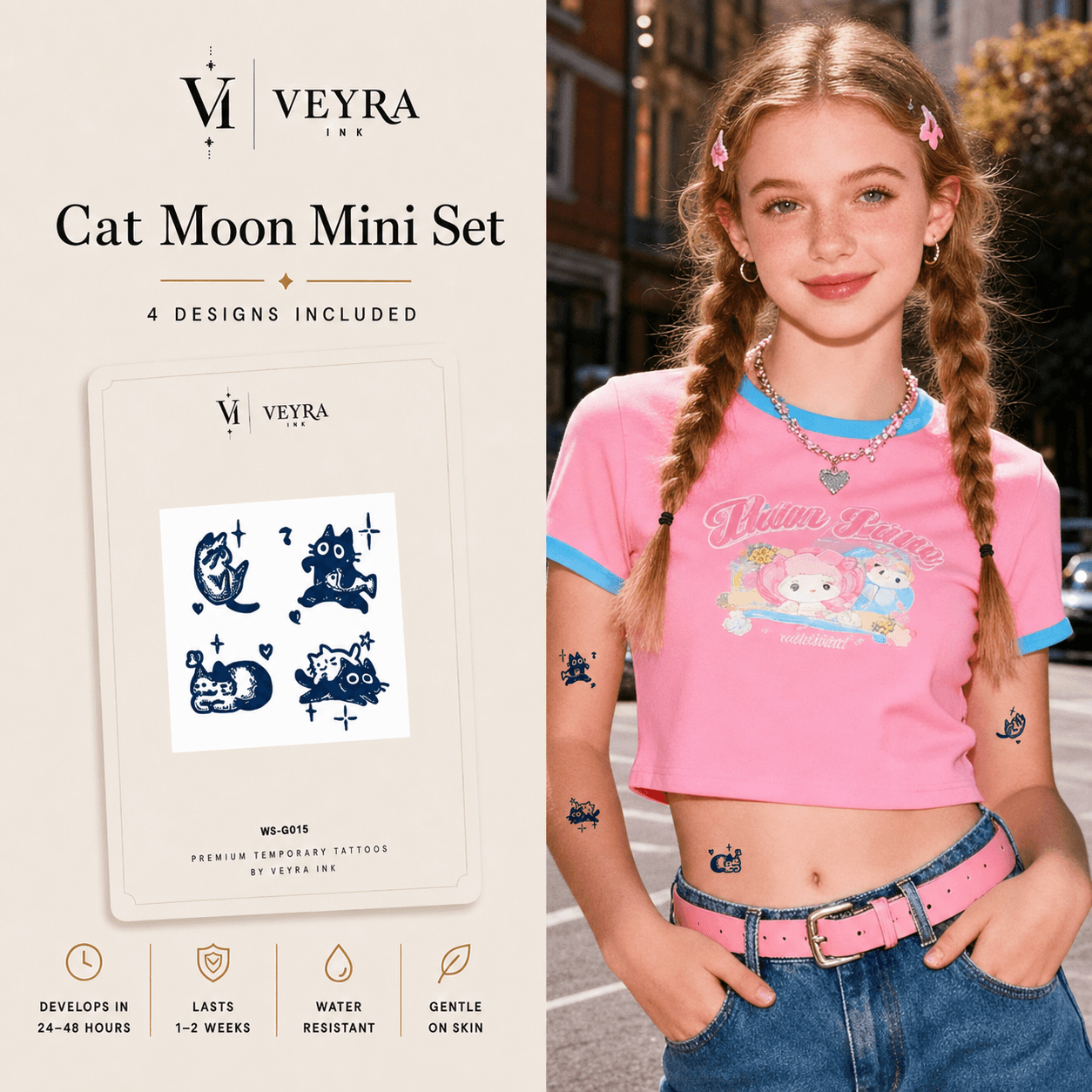 Cat Moon Mini Semi-Permanent Tattoo Set cover image