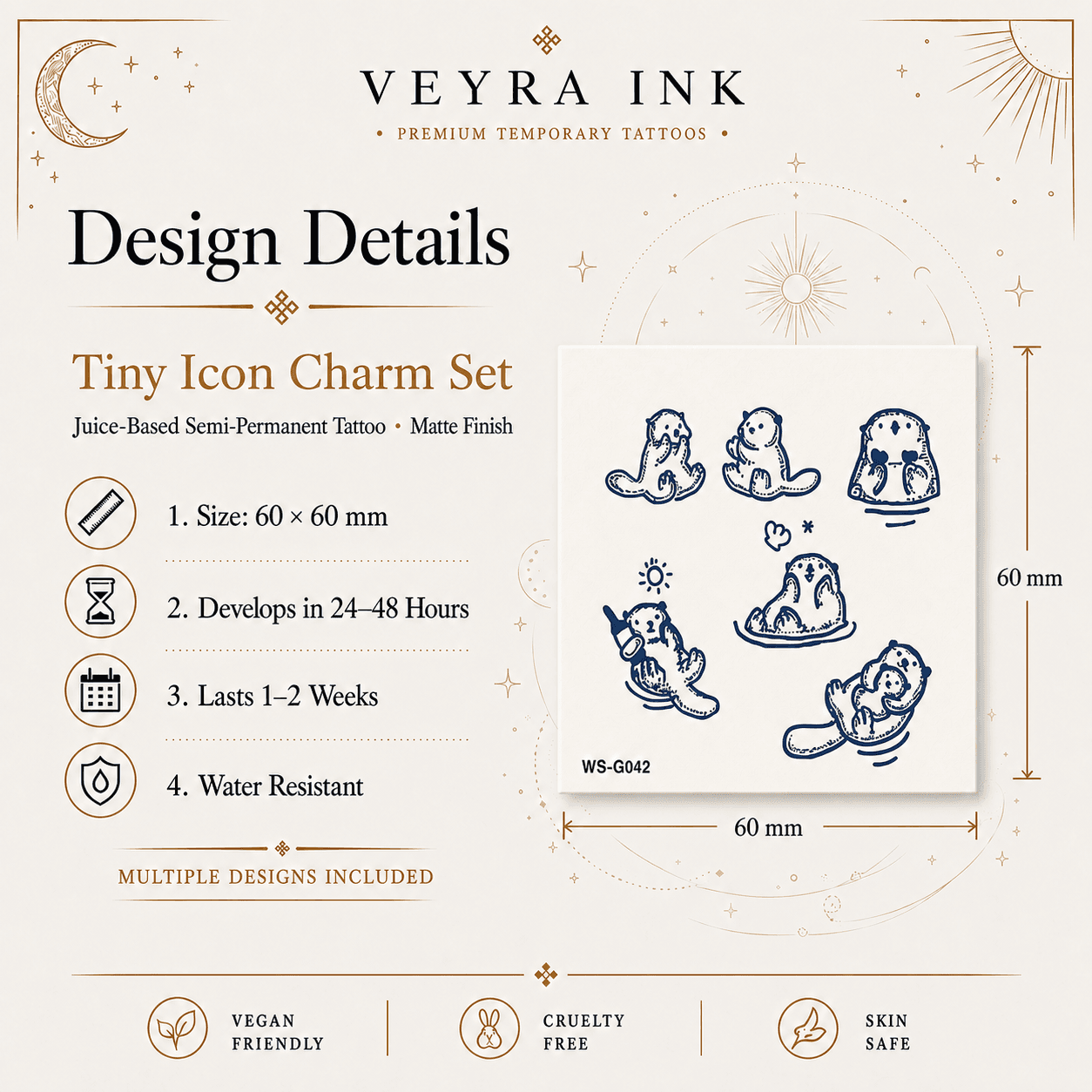 Tiny Icon Charm Semi-Permanent Tattoo Set design details