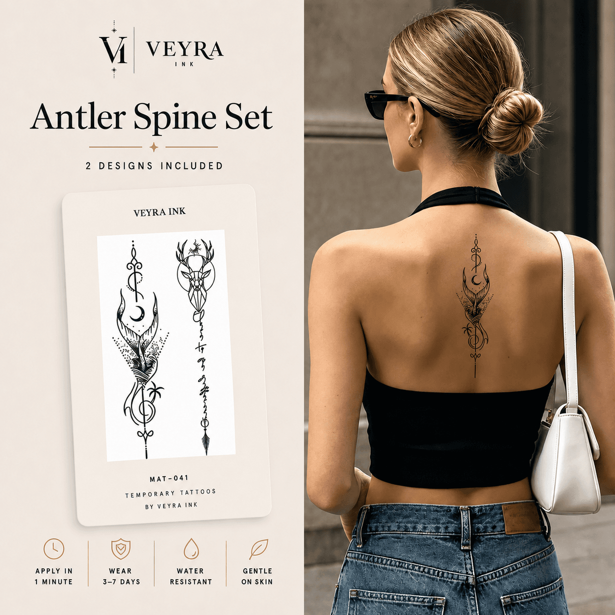 Antler Spine Temporary Tattoo Set cover image