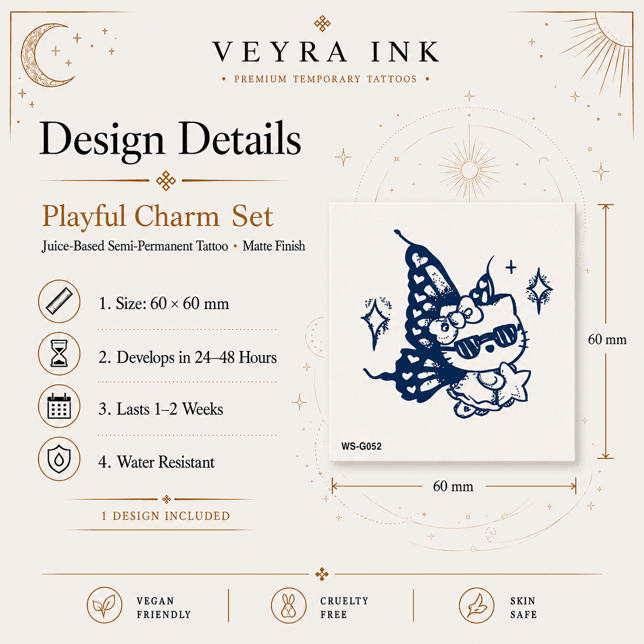 Playful Charm Semi-Permanent Tattoo design details