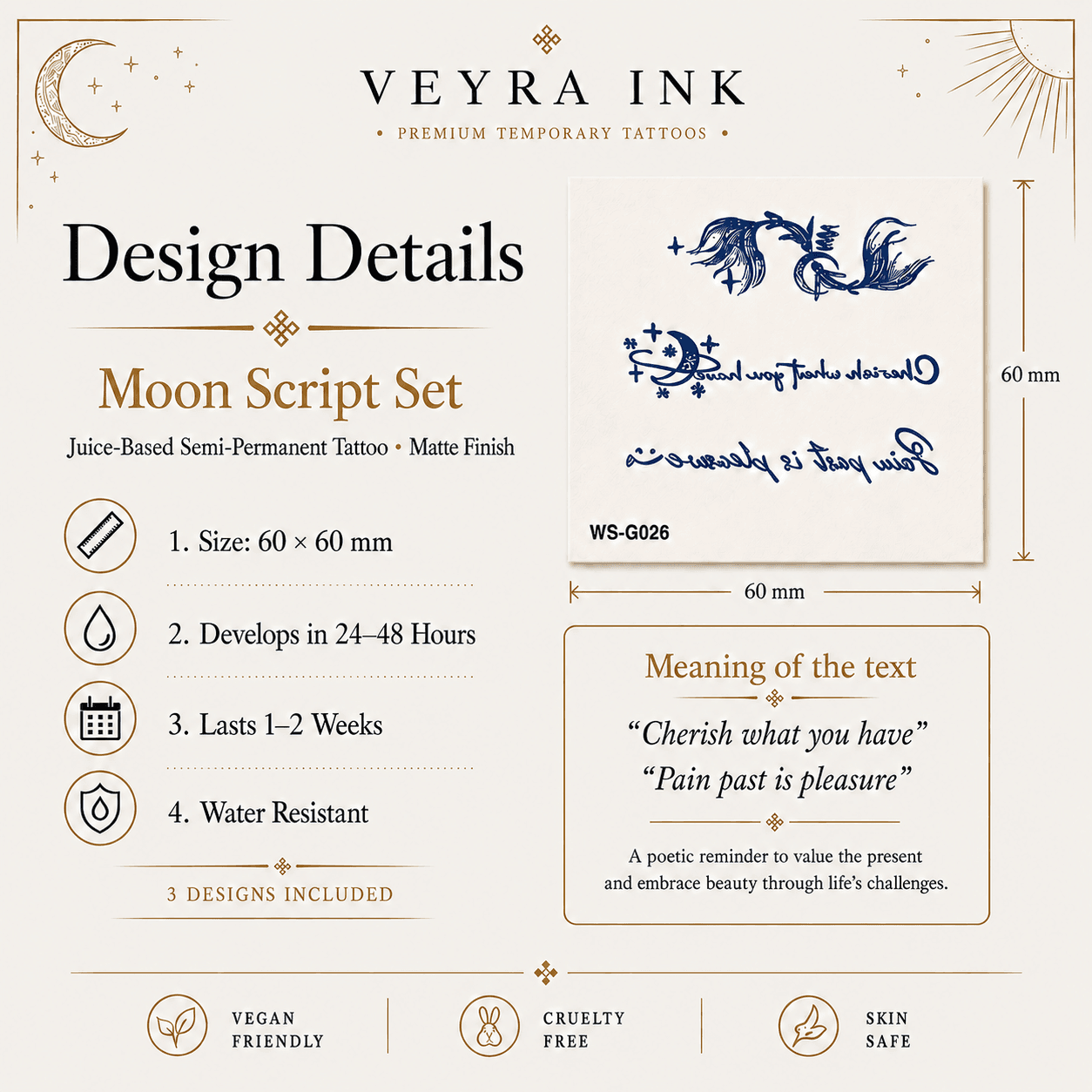 Moon Script Semi-Permanent Tattoo Set product image