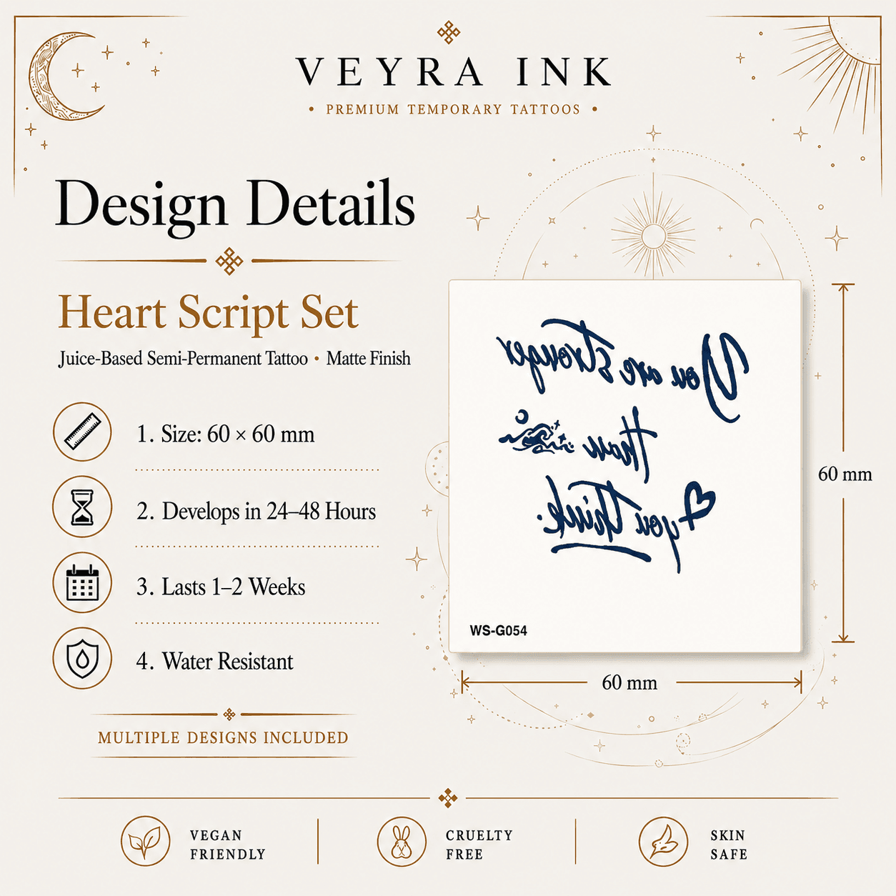 Heart Script Semi-Permanent Tattoo Set product image