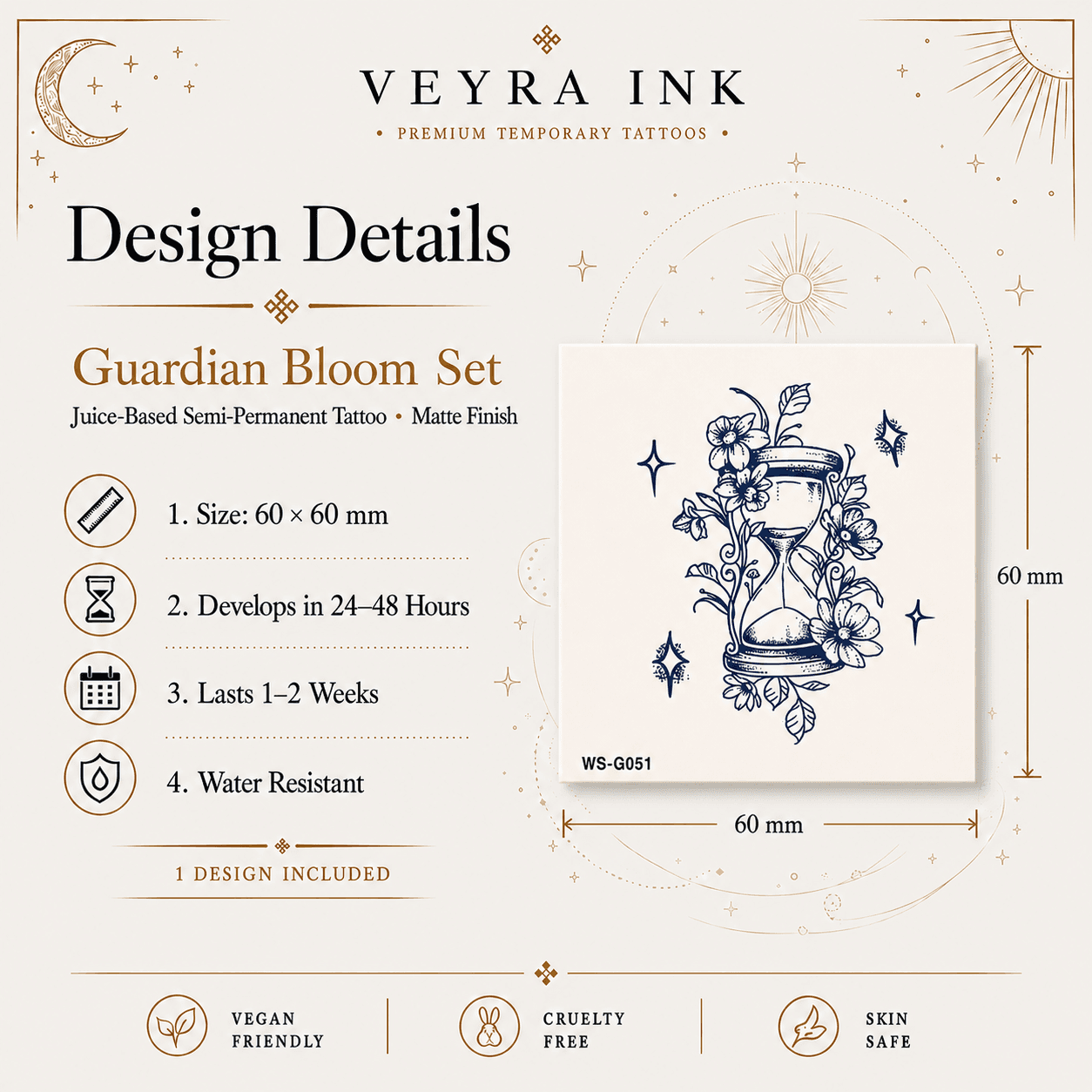 Guardian Bloom Semi-Permanent Tattoo design details